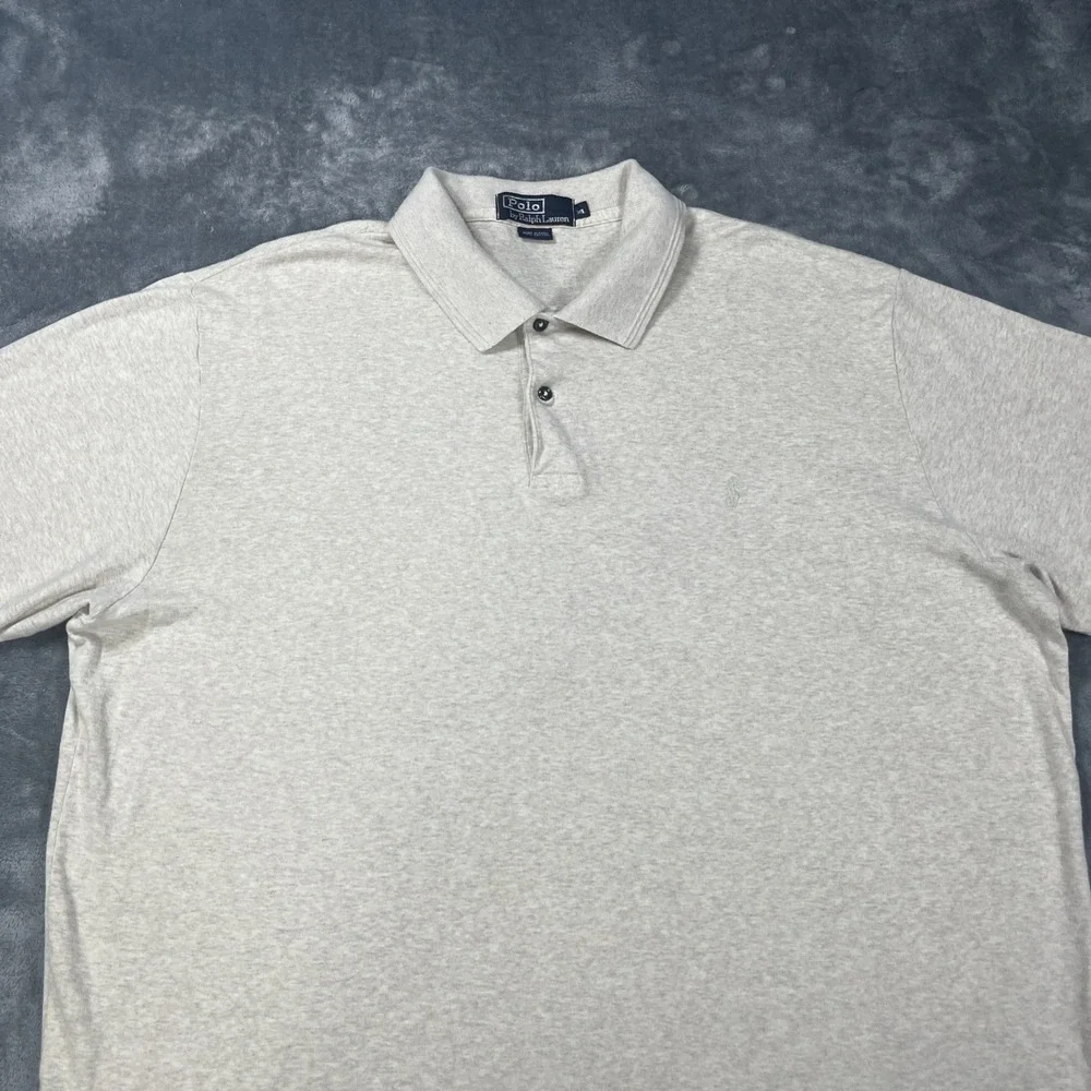 Vintage Ralph Lauren Polo Shirt Mens XL Beige‎ Pony Short Sleeve Y2K Luxury Soft